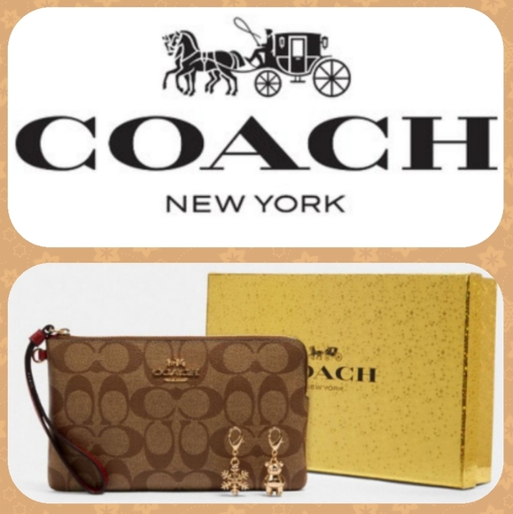 Coach Handbags - 🎁🧸 New Signature Large Corner Zip w Charms